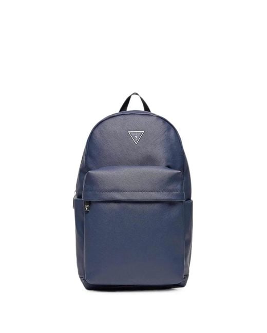 Guess Blue Elvis Logo-Plaque Backpack for men