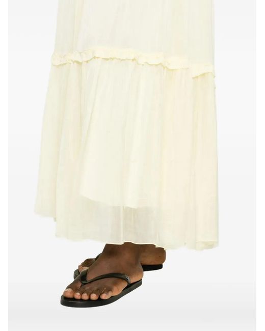 SOLOTRE White Tiered Ruffled Maxi Skirt