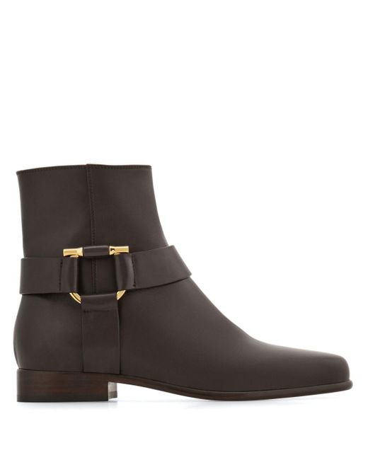 Ferragamo Brown Gancini Ankle Boots