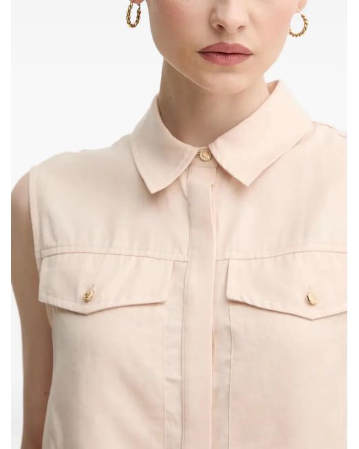 GAUDI Natural Polo-Collar Chest-Pocket Shirt