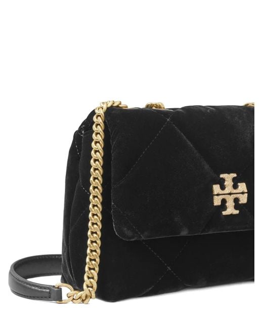 Bolso de hombro Kira pequeño de terciopelo con acolchado de rombos Tory Burch de color Black