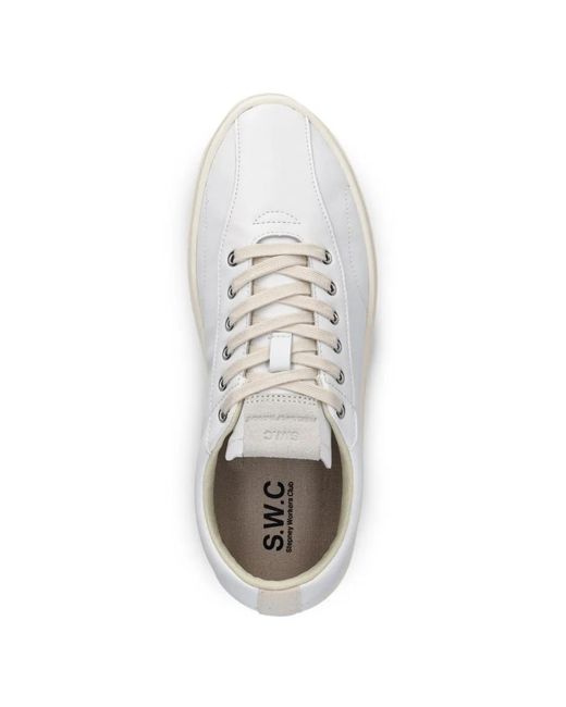 Stepney Workers Club White Surma Leather Panelled Sneakers for men