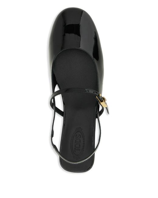 Tod's Black 'Mary Jane' Patent Ballet Flats