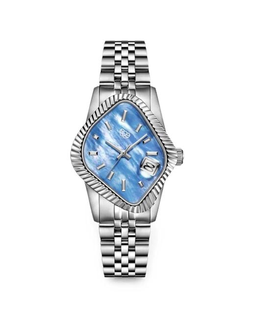 LAARVEE Blue Fluted-Bezel 40Mm Watch for men