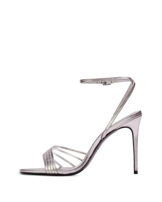 Black Suede Studio White Ella Metallic Multi-Strap Sandals