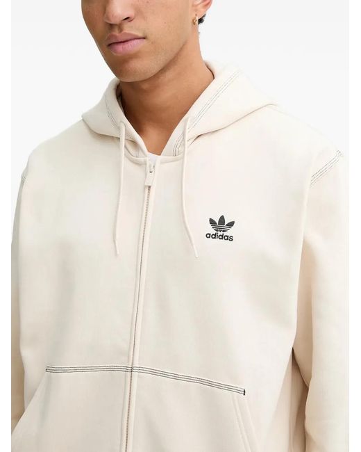 Adidas Natural Contrast-Stitch Zip-Up Hoodie for men