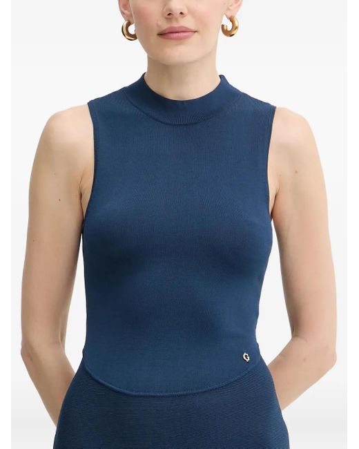 Guess Blue Ausgestelltes Midikleid mit Stehkragen