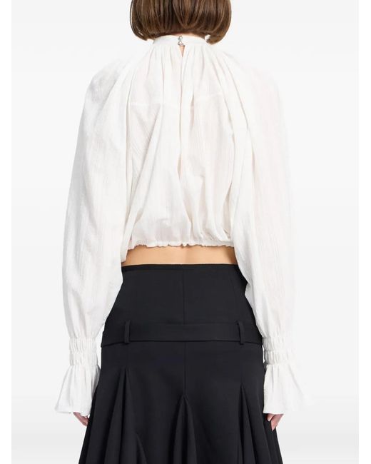 Ann Demeulemeester White Flared-Cuff Blouse