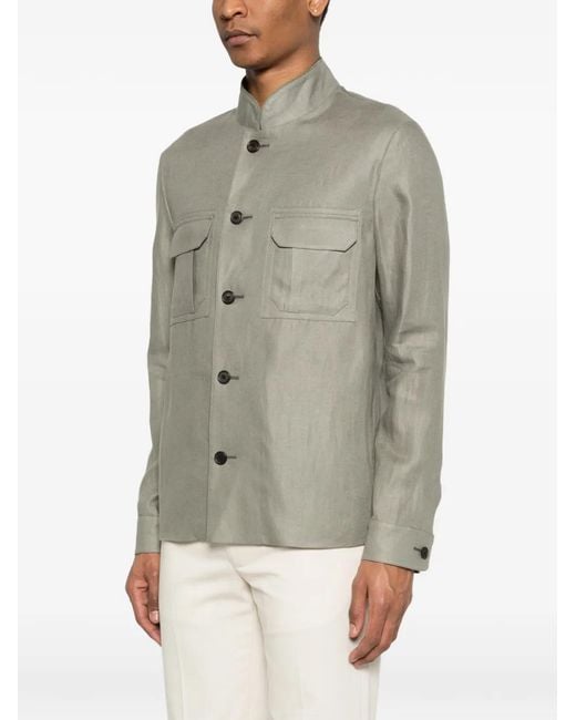 Corneliani Gray Button Flap-Pocket Jacket for men