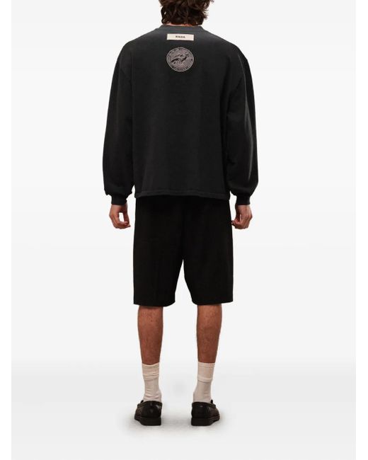 ROUGH Black Langarmshirt Mit Grafischem Print