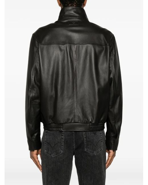 Emporio Armani Black High-Neck Zip-Up Jacket for men