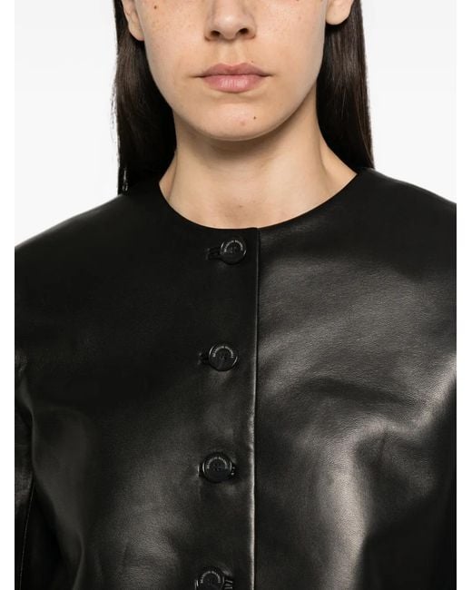 Brandon Maxwell Black Ryder Leather Jacket