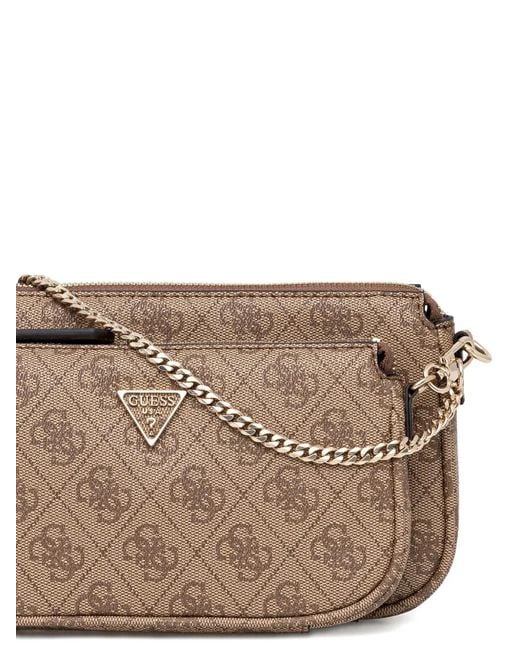 Guess Brown Monogram-Pattern Crossbody Bag