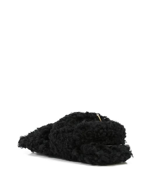 Marni Black Shearling-Trimmed Sandals