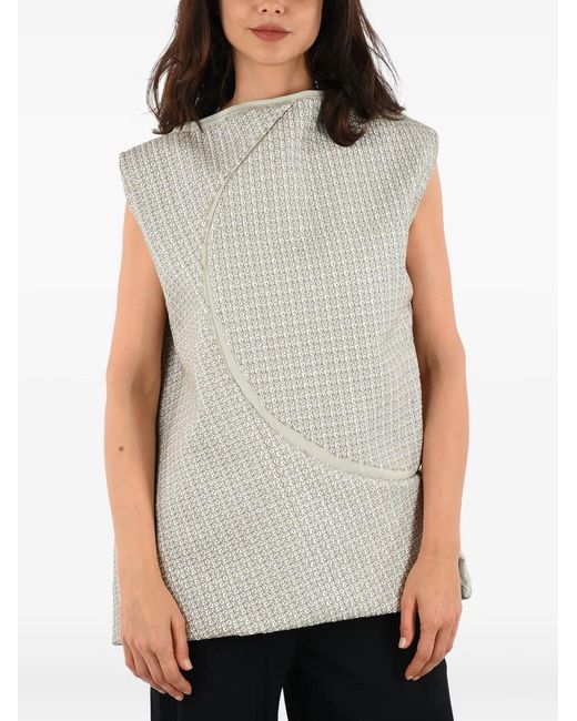 Rick Owens Gray Embroidered Sleeveless Blouse