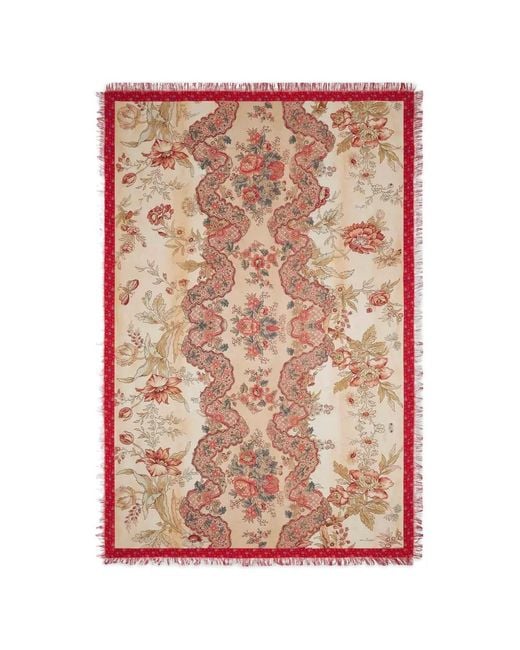 Pierre Louis Mascia Pink Aloeuw Fringed Floral Silk Scarf