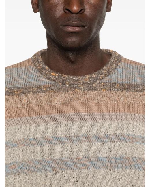 ERL Natural Striped Crew-Neck Sweater for men