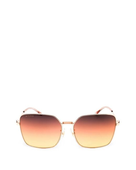 Etro Metallic Square-Frame Sunglasses