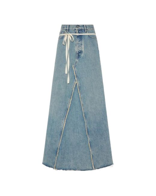 Maison Margiela Blue Jupe En Jean À Coupe Longue