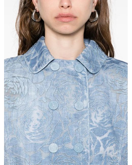 Ermanno Scervino Blue Doppelreihige Jacke mit Devoré-Effekt