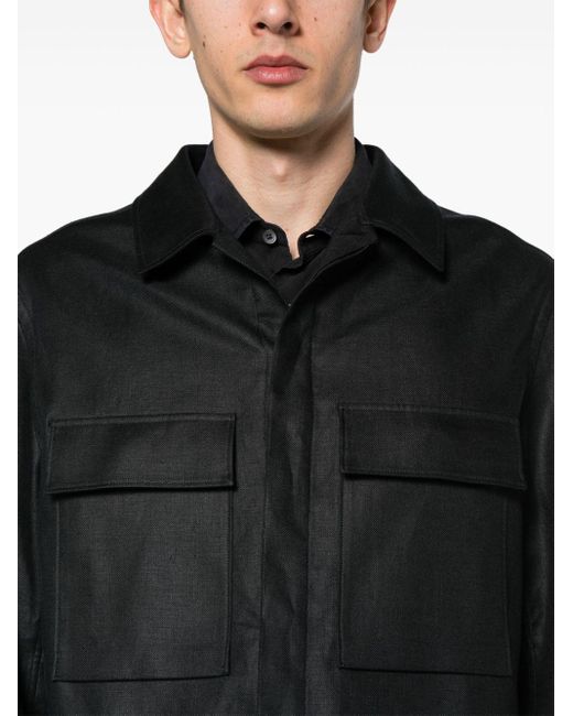 Zegna Black Chest-pockets Linen Shirt for men