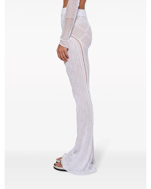 Roberta Einer White Disco Open-Knit Trousers