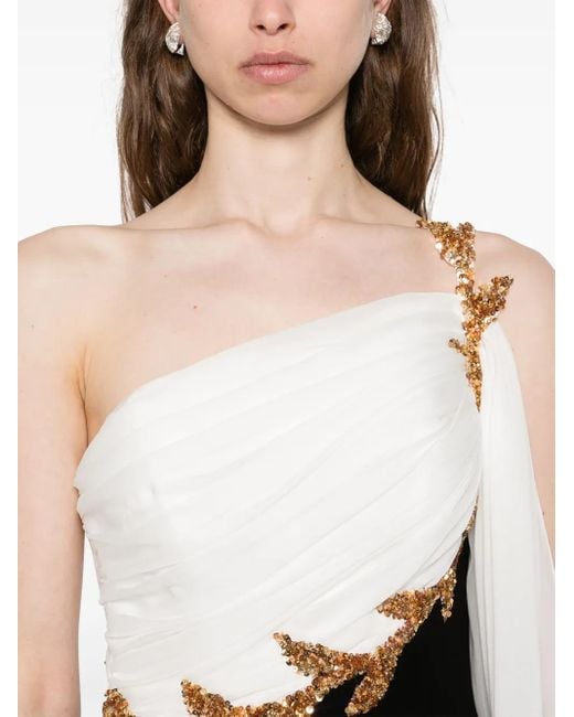 Jean Louis Sabaji Black Embellished One-Shoulder Dress