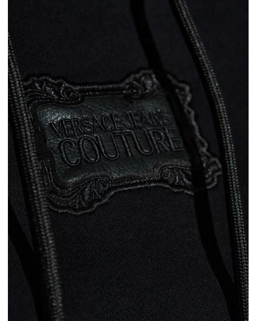 Versace Jeans Couture Black Logo-Patch Hoodie