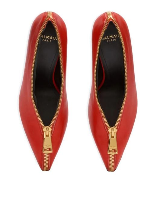 Pumps Con Zip E Zeppa 95Mm di Balmain in Red