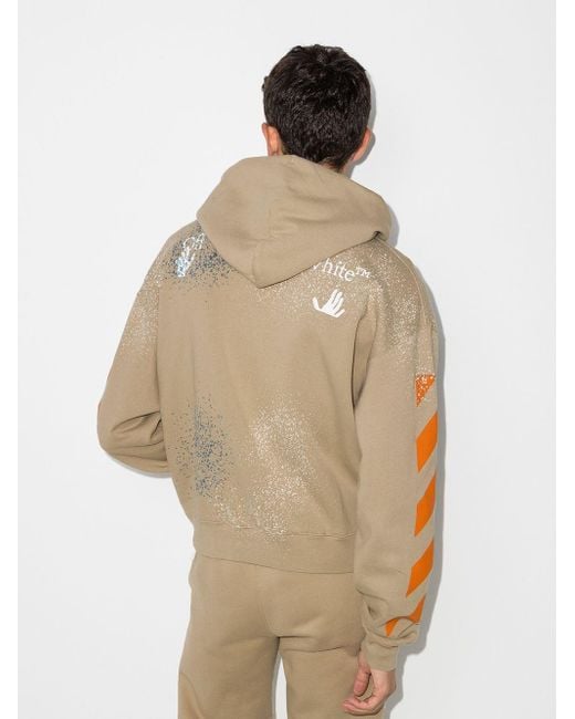 paint splatter off white hoodie