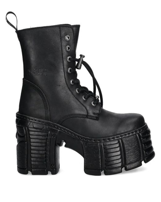 New Rock 120Mm Lace-Up Platform Boots in Black | Lyst UK