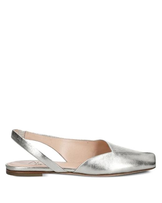 Agl Attilio Giusti Leombruni White Slingback Square-Toe Flats