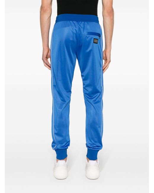 Dolce & Gabbana Blue Drawstring-waist Side-stripe Track Pants for men