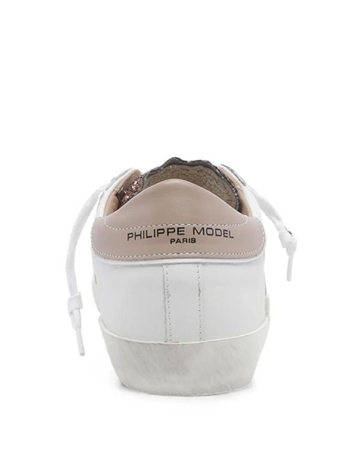 Philippe Model White Prsx Glitter-Panel Sneakers