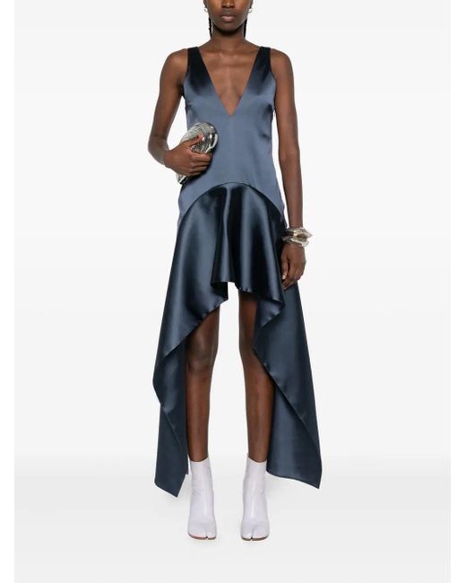 J.W. Anderson Blue V-Neck Draped-Hem Dress