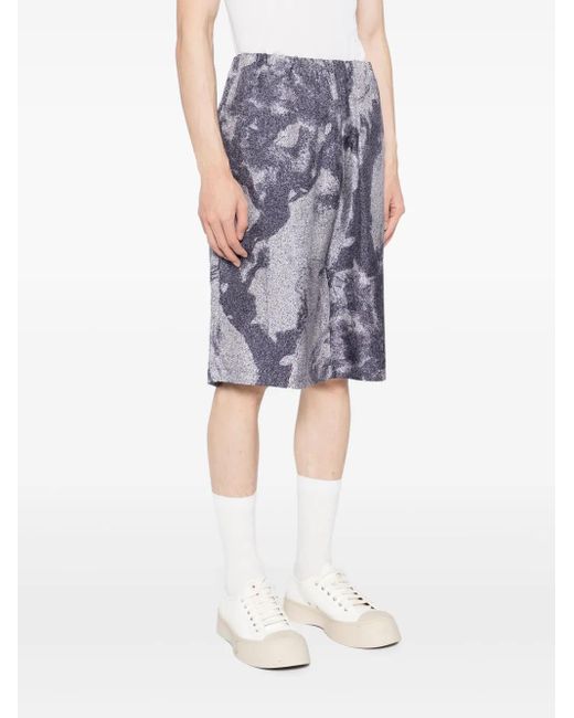 Qasimi Blue Dust-Print Elasticated Waist Shorts for men