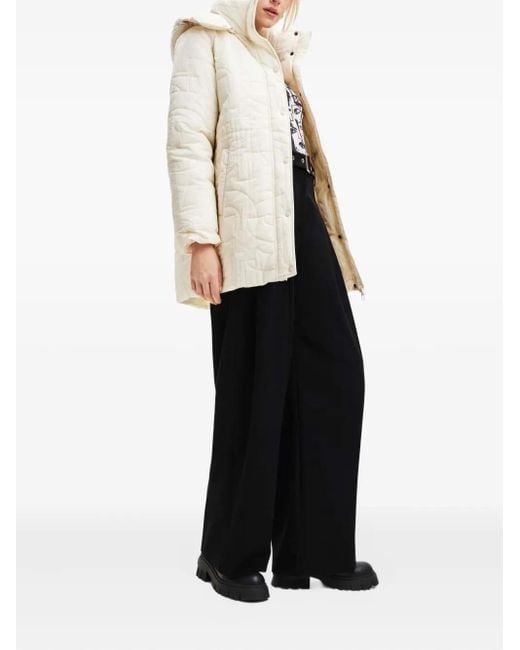 Desigual White Hooded Puffer Jacket