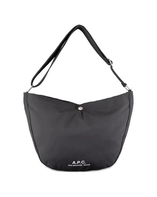 A.P.C. Black Journal Logo-Print Messenger Bag