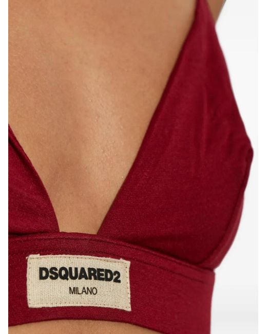 Sujetador Triangular Con Parche Del Logo DSquared² de color Red