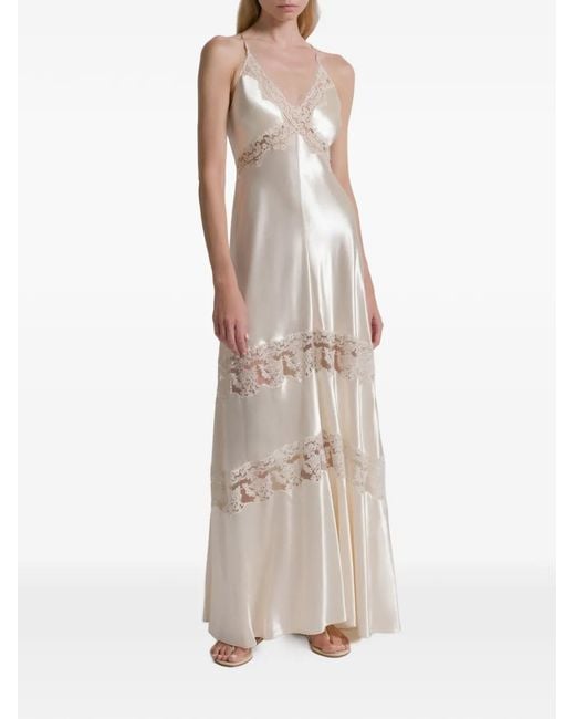 Alberta Ferretti White Lace Panel Dress