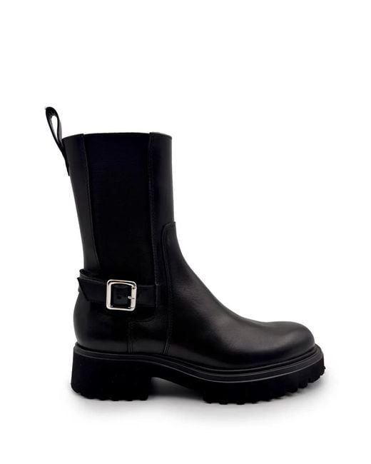 Guglielmo Rotta Black Buckle Platform Boots