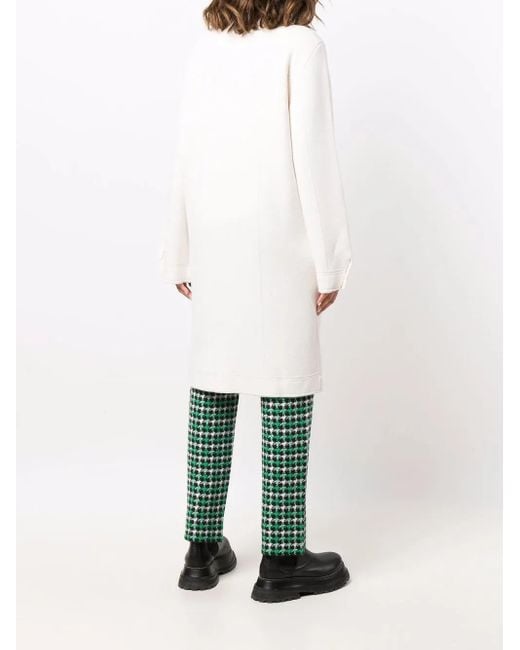 Barrie White Single-Breasted Cashmere-Cotton Blend Coat
