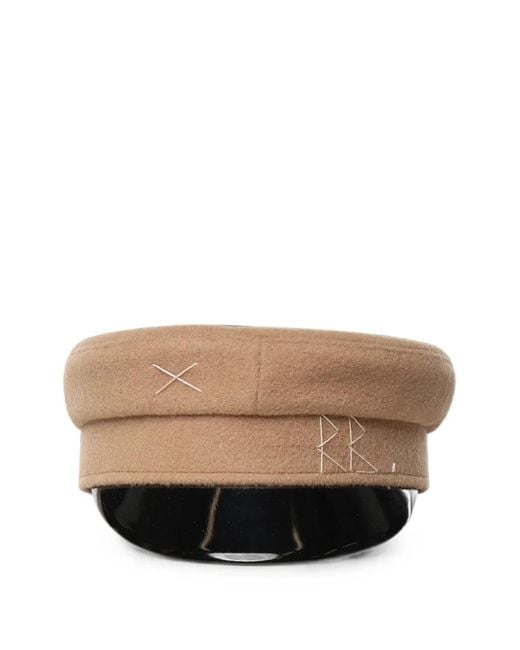 Ruslan Baginskiy Natural Logo-Embroidered Patent-Peak Baker Boy Hat