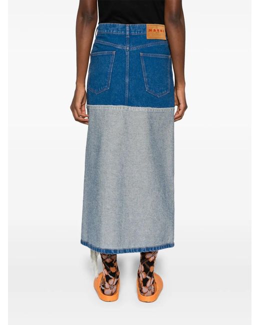 Marni Blue Organic Cotton Denim Skirt