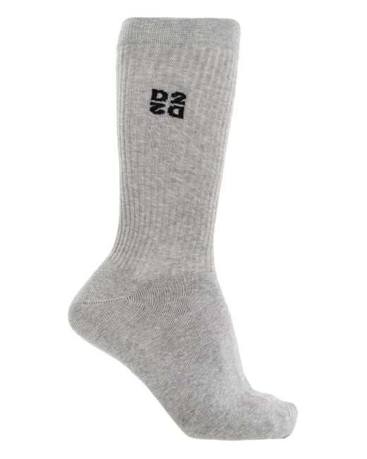 Calcetines con logo bordado DSquared² de hombre de color Gray