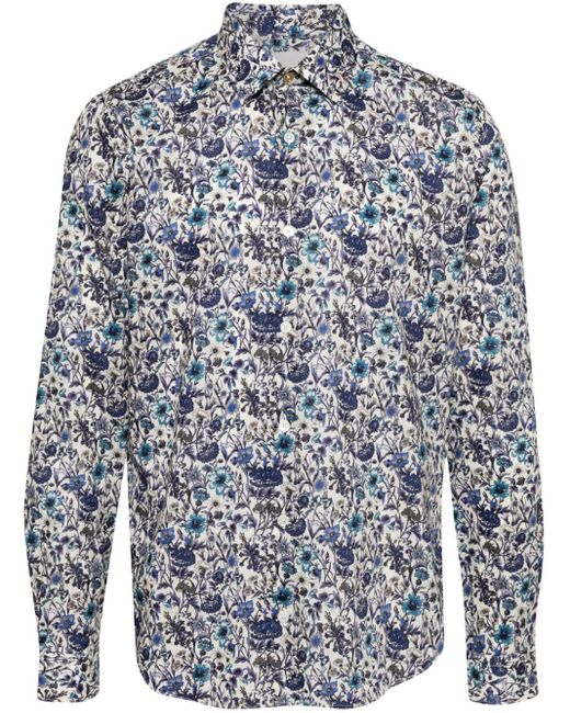 Paul Smith Popeline-Hemd mit Blumen-Print in Blue für Herren