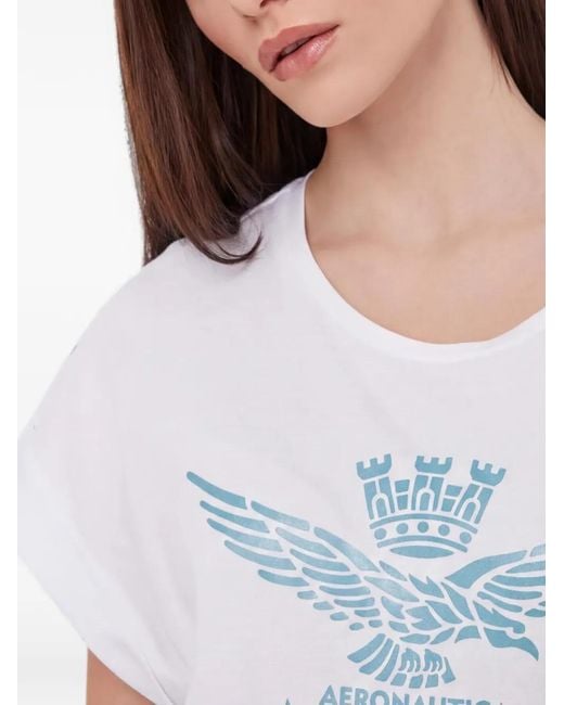 Aeronautica Militare Blue Logo-Print T-Shirt