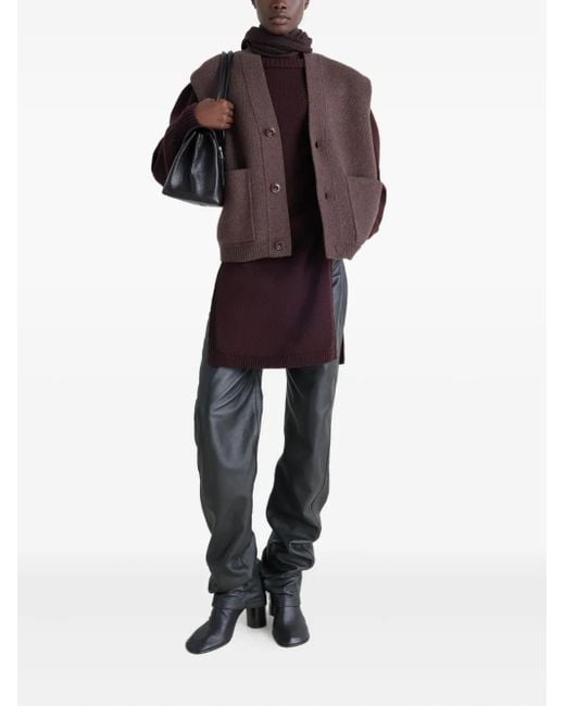 Lemaire Purple Maxi Patch-Pocket Sleeveless Cardigan
