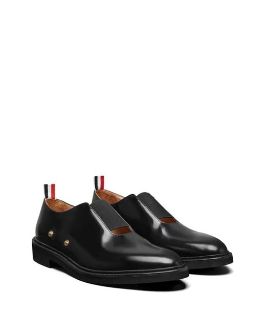 Thom Browne Black Suede-Panelled Derby Shoes for men