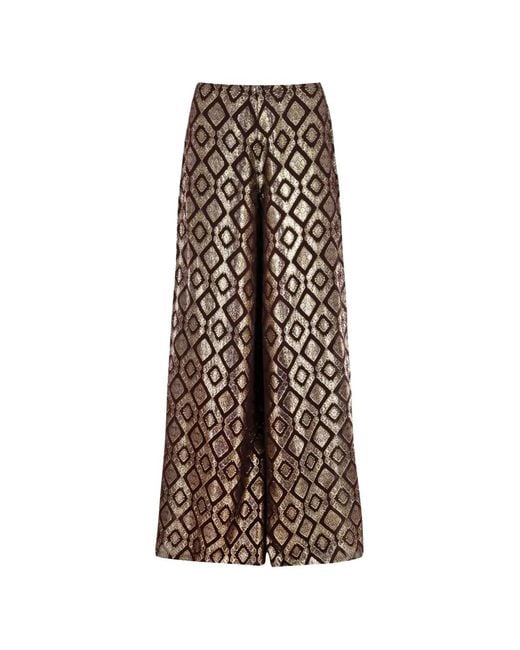 Alexis Natural Maxine Diamond-Pattern Palazzo Pants
